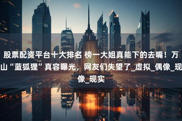 股票配资平台十大排名 榜一大姐真能下的去嘴！万岁山“蓝狐狸”真容曝光，网友们失望了_虚拟_偶像_现实